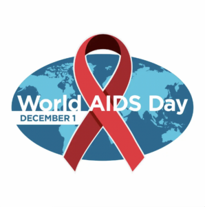 Logo of World AIDS Day with Red remembrance ribbon